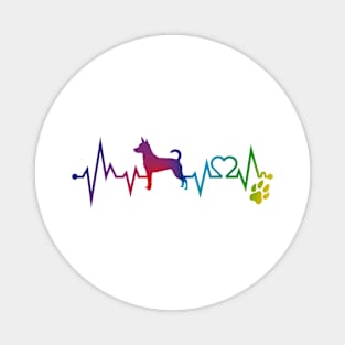 Rat Terrier  Colorful Heartbeat, Heart & Dog Paw Magnet